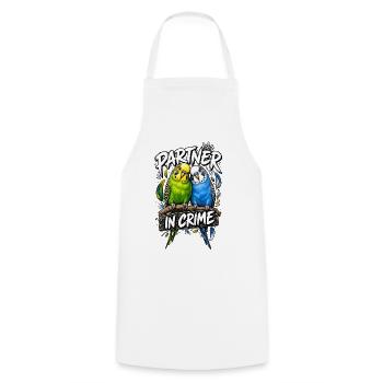 Budgie partners in crime - Cooking Apron - white - Front - AI Model Male 185 dark (185cm)
