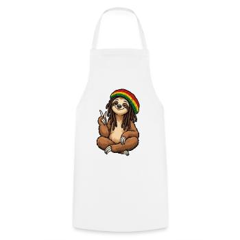 Cool Rastafarian Sloth - Cooking Apron - white - Front - AI Model Male 185 dark (185cm)