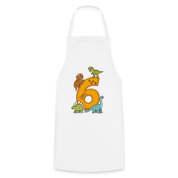 Dinosaure du 6e anniversaire – Dino Kids - Tablier de cuisine - blanc - Devant - AI Model Male 185 dark (185cm)