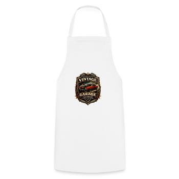 Vintage Garage Crest - Cooking Apron - white - Front - AI Model Male 185 dark (185cm)