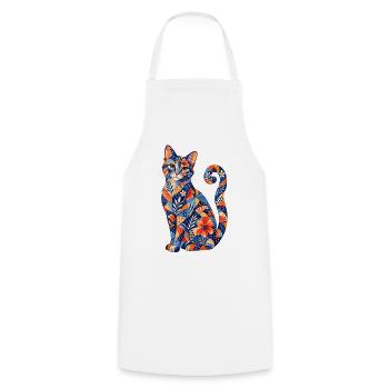 Patchwork Katze Blütenmuster - Kochschürze - Weiß - Vorne - AI Model Male 185 dark (185cm)