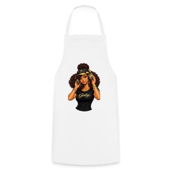 Girly Beats Illustration Hip-Hop - Kochschürze - Weiß - Vorne - AI Model Male 185 dark (185cm)