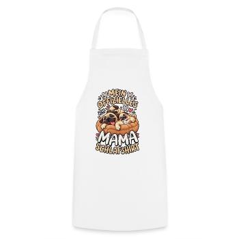 Mamas Offizielles Schlafshirt mit Mops - Kochschürze - Weiß - Vorne - AI Model Male 185 dark (185cm)