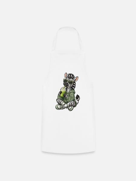 Süßes Zebra mit Matcha Latte - Kochschürze - Weiß