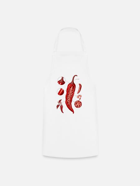 Anatomische Chili-Illustration in Rot - Kochschürze - Weiß
