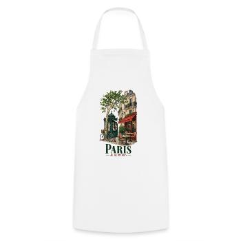 Paris au Quotidien – Pariser Café Vintage - Kochschürze - Weiß - Vorne - AI Model Male 185 dark (185cm)