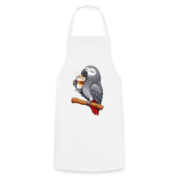 Graupapagei mit Latte Macchiato - Kochschürze - Weiß - Vorne - AI Model Male 185 dark (185cm)
