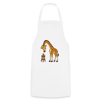 Skeptische Giraffe starrt eine Saftdose an - Kochschürze - Weiß - Vorne - AI Model Male 185 dark (185cm)
