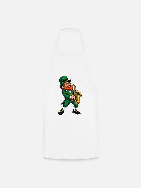 Leprechaun mit Saxophon - Kochschürze - Weiß