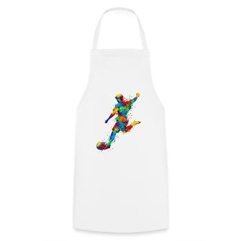 Fußballspieler im Splash-Art Fußball - Kochschürze - Weiß - Vorne - AI Model Male 185 dark (185cm)