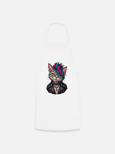 Punk Katze - Kochschürze - Weiß