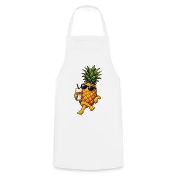 Ananas mit Latte Macchiato - Kochschürze - Weiß - Vorne - AI Model Male 185 dark (185cm)