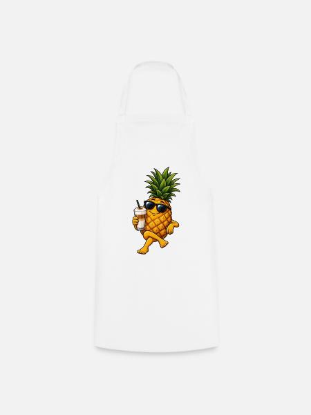 Ananas mit Latte Macchiato - Kochschürze - Weiß