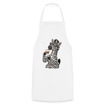 Zebra mit Latte Macchiato - Kochschürze - Weiß - Vorne - AI Model Male 185 dark (185cm)