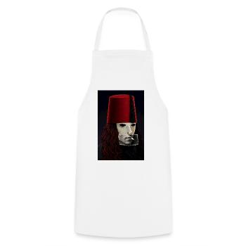 Buckethead x Albert Camus Collage - Kochschürze - Weiß - Vorne - AI Model Male 185 dark (185cm)