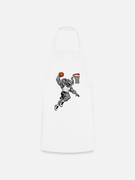 Elefant beim Basketball Slam Dunk - Kochschürze - Weiß