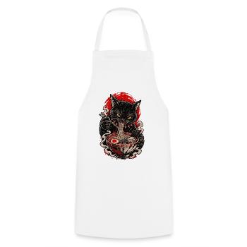 Brennende Ramen-Katze - Kochschürze - Weiß - Vorne - AI Model Male 185 dark (185cm)