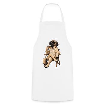 Kangal mit Latte Macchiato - Kochschürze - Weiß - Vorne - AI Model Male 185 dark (185cm)