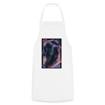 Neon-Vaporwave Hund - Kochschürze - Weiß - Vorne - AI Model Male 185 dark (185cm)