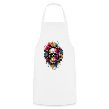 NEON BEATS – Skull in Color - Kochschürze - Weiß - Vorne - AI Model Male 185 dark (185cm)