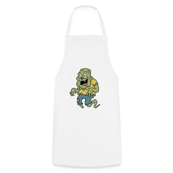 Retro-Cartoon-Zombie-Geist mit wirbelnden Augen - Kochschürze - Weiß - Vorne - AI Model Male 185 dark (185cm)