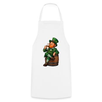 Leprechaun mit Latte Macchiato – Irischer Kaffee - Kochschürze - Weiß - Vorne - AI Model Male 185 dark (185cm)