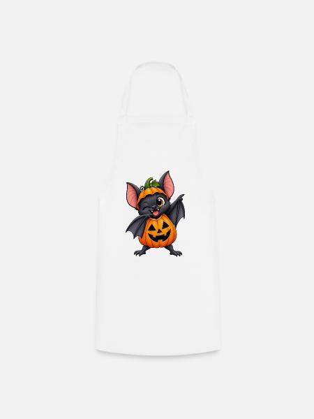 Kürbisbat Halloween Charm - Kochschürze - Weiß