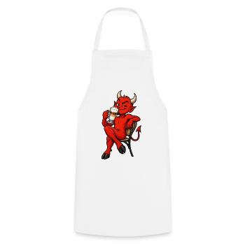 Teufel mit Latte Macchiato – Kaffee & Humor - Kochschürze - Weiß - Vorne - AI Model Male 185 dark (185cm)
