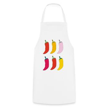 Farbenfrohe Chili Popart - Kochschürze - Weiß - Vorne - AI Model Male 185 dark (185cm)