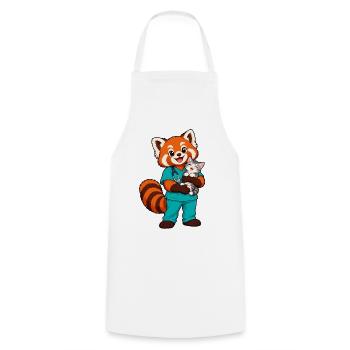 Tierarzt Red Panda hält ein Kätzchen - Kochschürze - Weiß - Vorne - AI Model Male 185 dark (185cm)