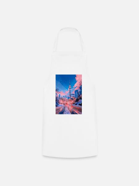 Neon-Schnee-Stadtlandschaft - Kochschürze - Weiß