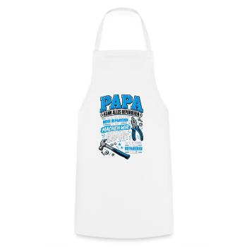 Papa kann alles reparieren – Handwerker Humor - Kochschürze - Weiß - Vorne - AI Model Male 185 dark (185cm)