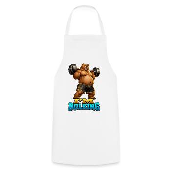 Muscular Bear I'M BULK – Fitness-Stimmung - Kochschürze - Weiß - Vorne - AI Model Male 185 dark (185cm)