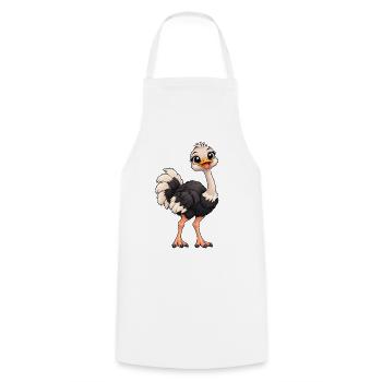 Vogelstrauß Kawaii Style – Süßer Laufvogel - Kochschürze - Weiß - Vorne - AI Model Male 185 dark (185cm)
