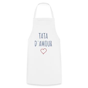 TATA D'AMOUR COEUR - Tablier de cuisine - blanc - Devant - AI Model Male 185 dark (185cm)