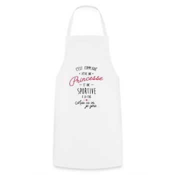 Princesse et sportive - Tablier de cuisine - blanc - Devant - AI Model Male 185 dark (185cm)