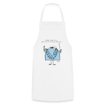 Professor Shadoko and its motto - Cooking Apron - white - Front - AI Model Male 185 dark (185cm)