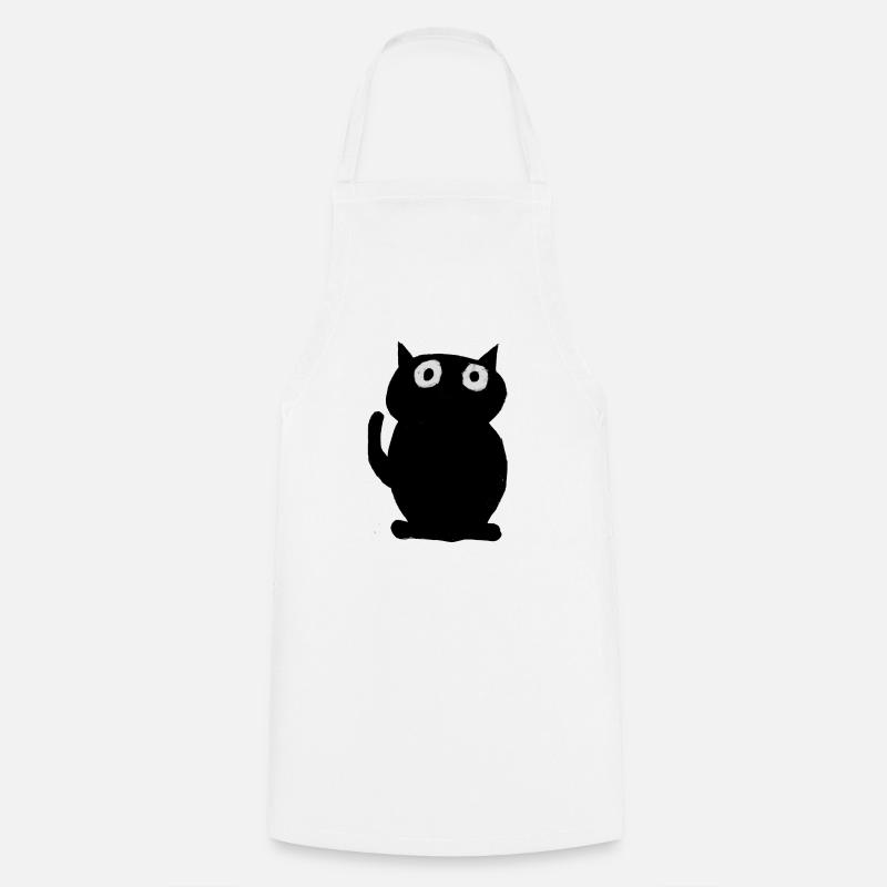 schwarze Katze - Kochschürze - Weiß