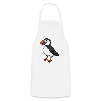 Cute Puffin - Cooking Apron - white - Front - AI Model Male 185 dark (185cm)