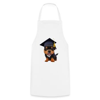 Bachelor Rottweiler Graduation Study Dogs - Cooking Apron - white - Front - AI Model Male 185 dark (185cm)