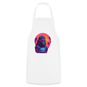 Synthwave gorilla wearing sunglasses - Kochschürze - Weiß - Vorne - AI Model Male 185 dark (185cm)