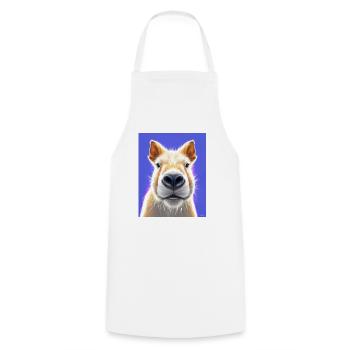 super cute white Capybara painting fluffy animal - Cooking Apron - white - Front - AI Model Male 185 dark (185cm)
