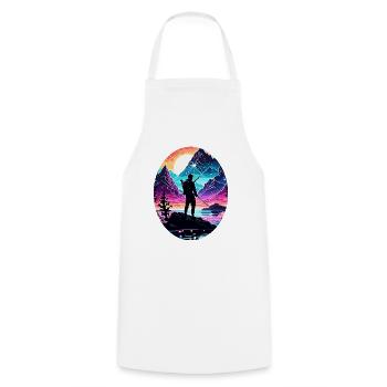 Angler Siluette / Fishing / Fish / Lake / Sport - Cooking Apron - white - Front - AI Model Male 185 dark (185cm)