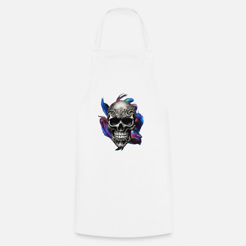 Skull - Cooking Apron - white