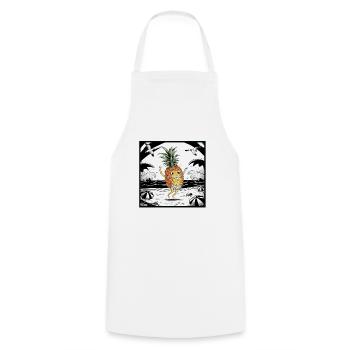 Vacances Tropicales : Ananas Festif à la Plage - Tablier de cuisine - blanc - Devant - AI Model Male 185 dark (185cm)