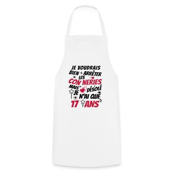 j'ai 17 ans / idée cadeau anniversaire / 17 ans - Tablier de cuisine - blanc - Devant - AI Model Male 185 dark (185cm)