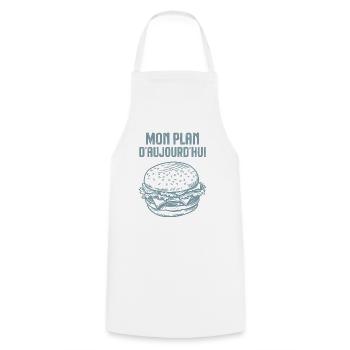 Mon plan d aujourd hui hamburger - Tablier de cuisine - blanc - Devant - AI Model Male 185 dark (185cm)