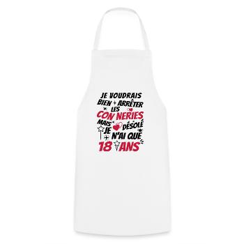 j'ai 18 ans / t-shirt anniversaire 18 ans - Tablier de cuisine - blanc - Devant - AI Model Male 185 dark (185cm)