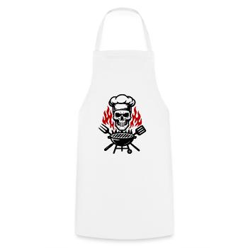 Grill Skull Chef Grillades - Tablier de cuisine - blanc - Devant - AI Model Male 185 dark (185cm)