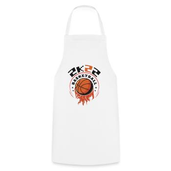 2K22 Basketball - Flaming Hoop Design - Cooking Apron - white - Front - AI Model Male 185 dark (185cm)